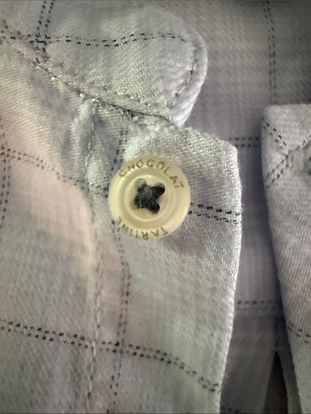 Tartine et Chocolat Light Blue Plaid Mandarin Collar Shirt - Picture 6 of 6